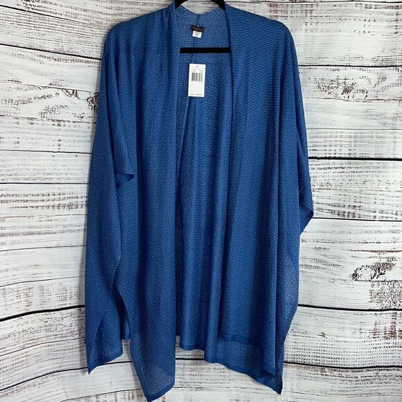 Echo Design Open Cardigan womens One Size light Beach Duster Travel blue NWT - Picture 2 of 9